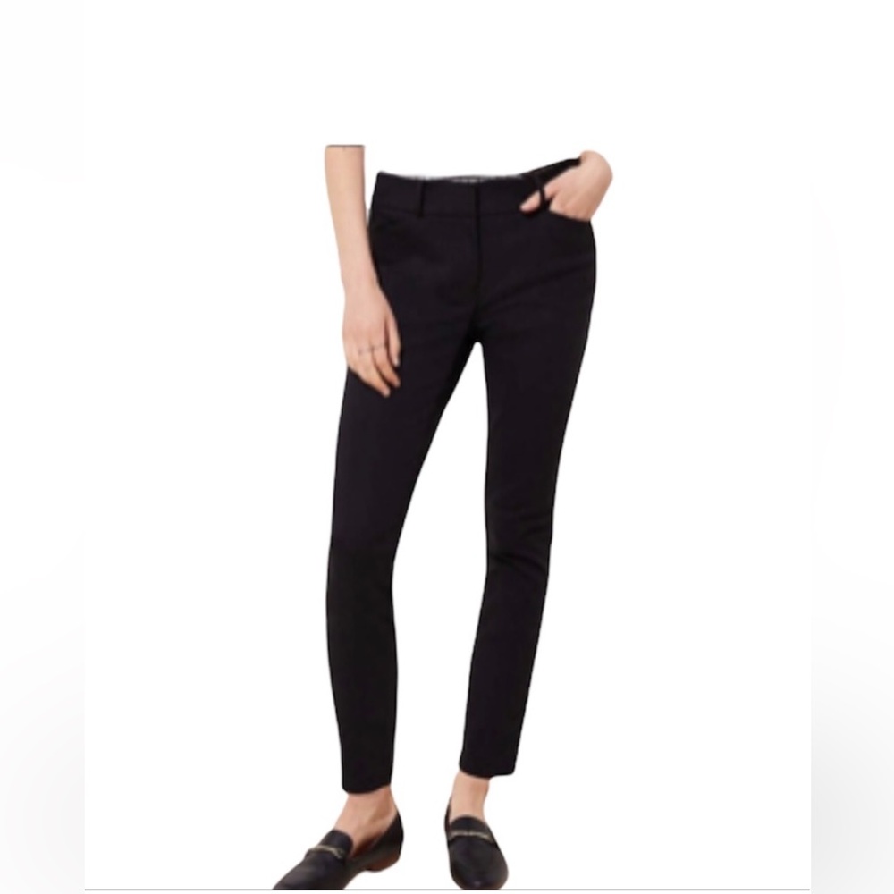 ANN TAYLOR LOFT HIGH WAISTED BLACK CURVY SKINNY ANKLE PANTS:SIZE 6